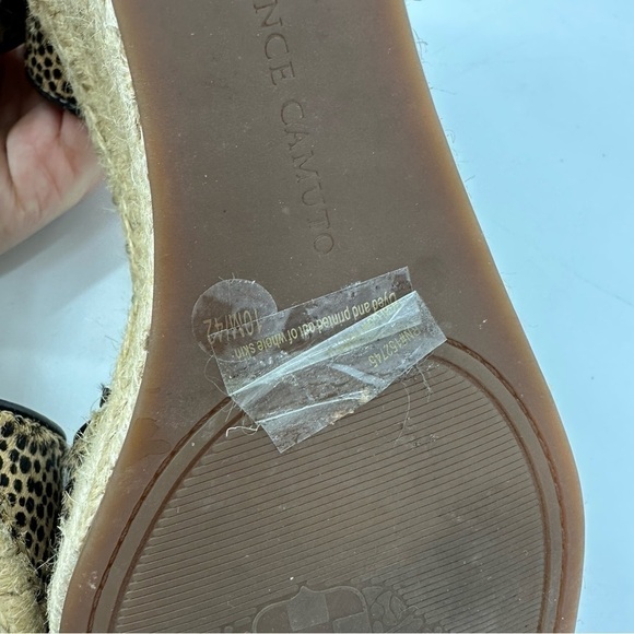 Vince Camuto Leera Espadrille Wedge Sandal Cow Hair Cheetah Print Size 10 - Picture 10 of 11